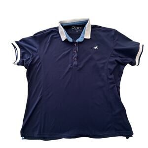Piper Smartpak Women’s Riding Equestrian Logo Polo Shirt Nautical Blue XXL 2X